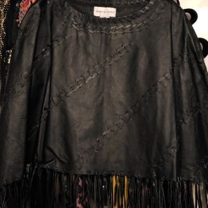 Newport News Pleather Fringe Poncho